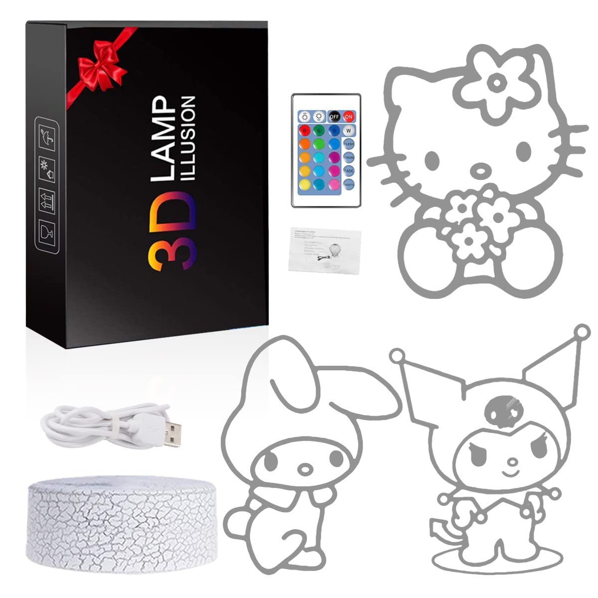 sunduck 3D Illusion Cat Night Light for Kids - 3 Patterns and 16 Colours Change with Remote Control — view 7