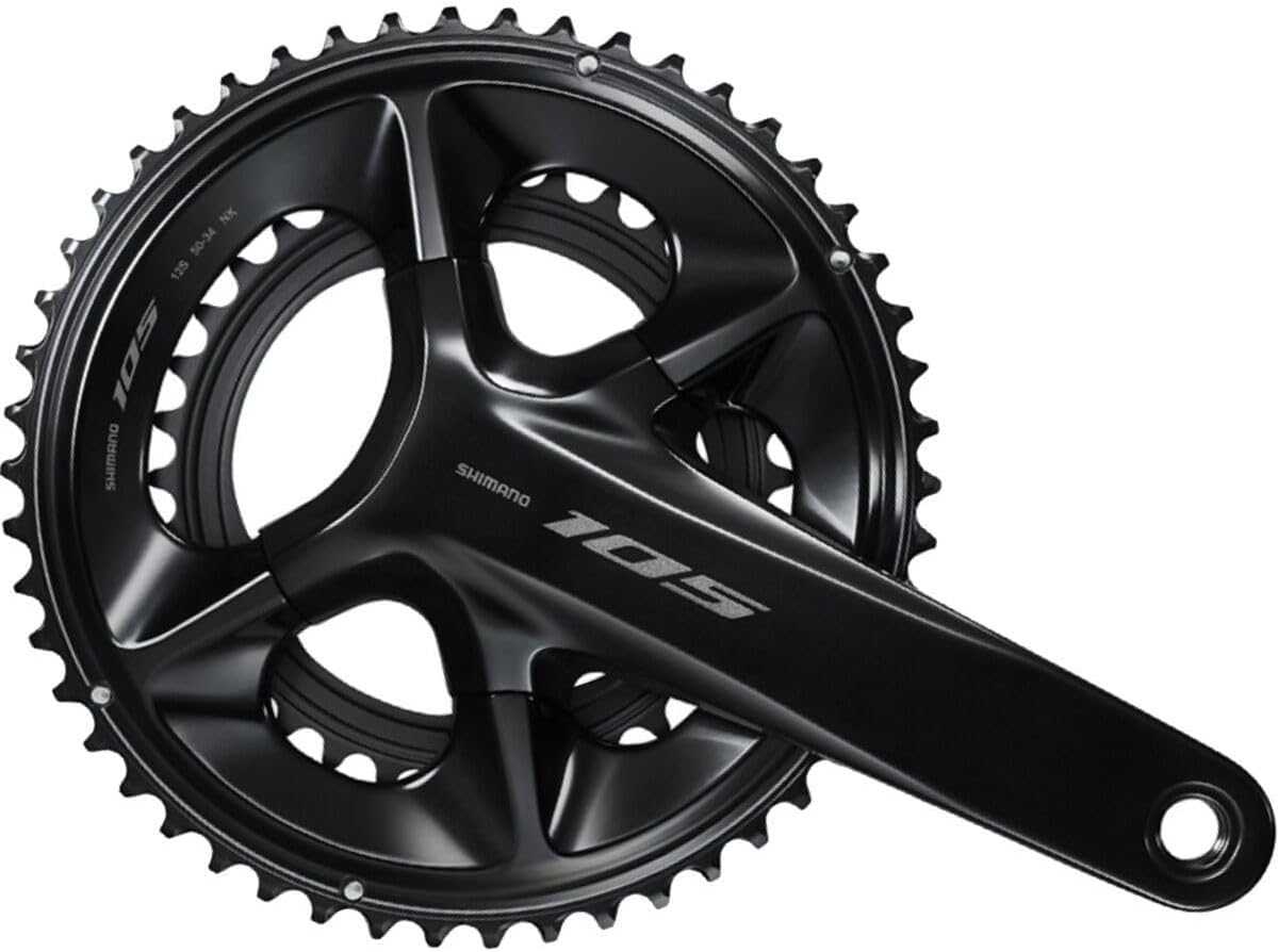 SHIMANO 105 FC-R7100 Crankset - 175mm, 12-Speed, 52/36t, 110 Asymmetric BCD, Hollowtech II Spindle Interface, Black