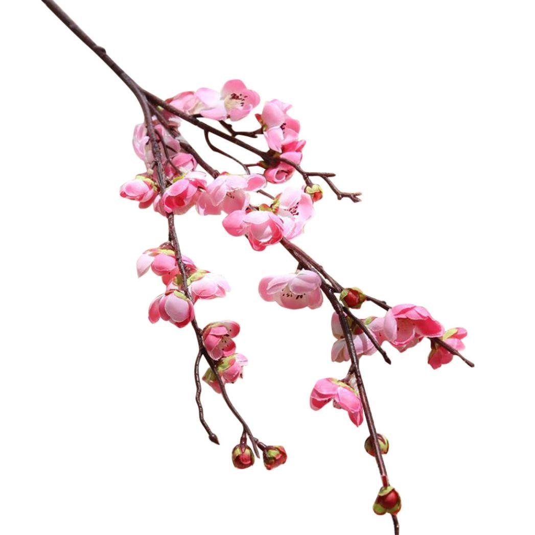 ZRSWV, 4 rami di fiori artificiali di prugna, veri al tatto, fiori di seta finti per casa, cucina, centrotavola per matrimoni, feste, colore: rosso