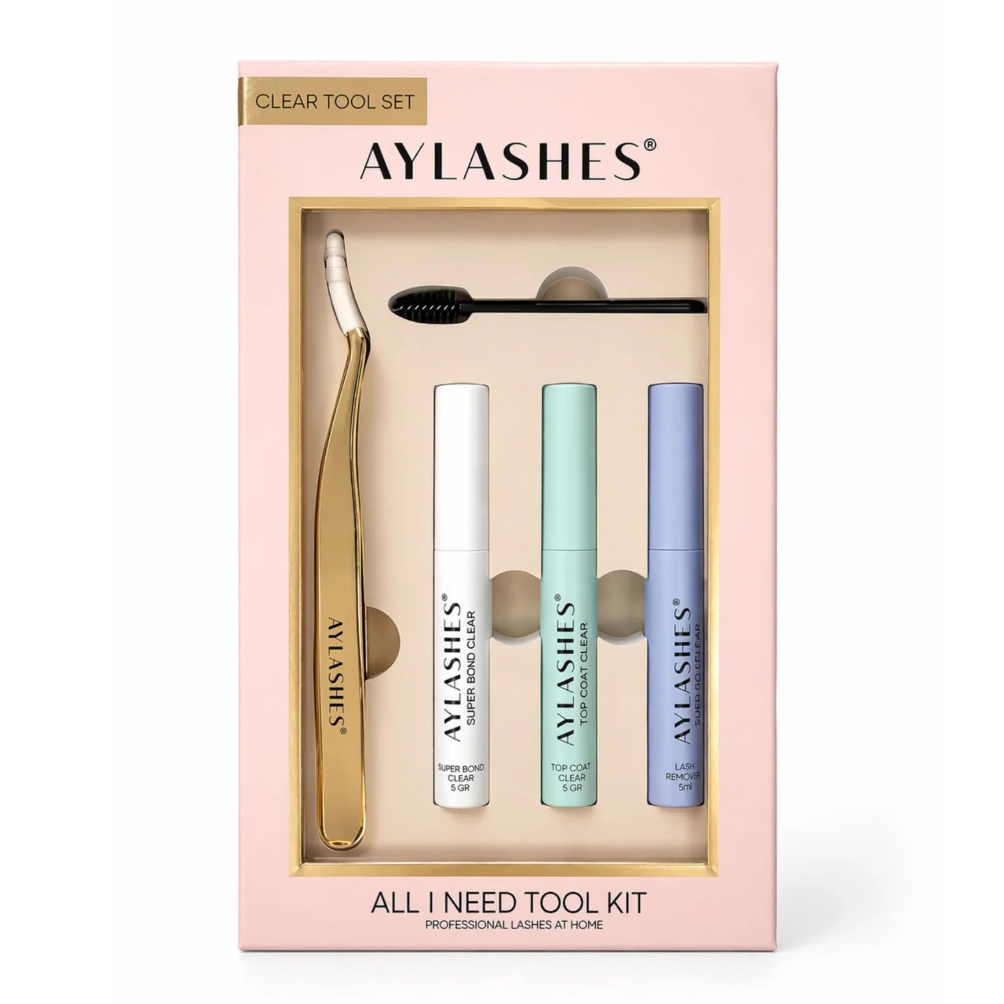 AYLASHES - Professional Lash Tool Kit | Grap Applicator, Bond Transparent, Sealer, Remover, Fluffer Brush | DIY Set für Wimpernextensions Zuhause