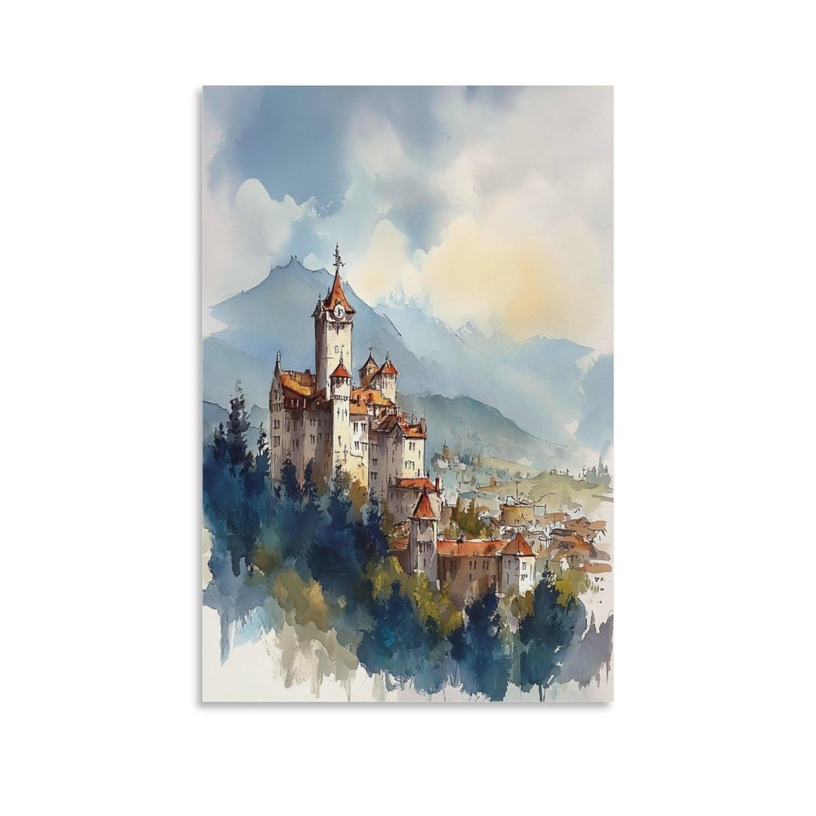 XWYMXZ Nebraska Watercolor 20x30inch(50x75cm) Vintage Travel Poster Watercolor Canvas Art