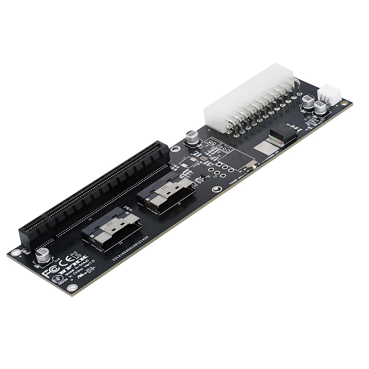 CY Dual Slimline 8X SFF-8654 74Pin VROC to PCIE PCI-Express 16x Adapter with ATX 24Pin Power Switch Port