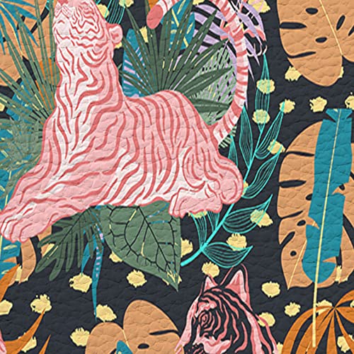 Leather Kitchen Rugs And Mats,Pvc Waterproof & Non-Slip Kitchen Rug Set Wildlife Animal Tiger Green Topical Palm Leaf Cushioned Anti Fatigue Comfort Mat Standing Rug For Kitchen Floor Laundry #TOP4