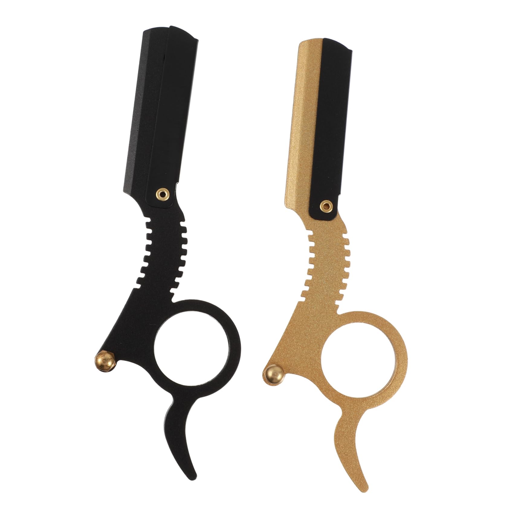 Ipetboom 2pcs Classic Barber Razor Manual Shaver for Men Beard Shaver Gold for Men Smooth Edge and Safe Skin Shaving