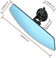 Vista 2 de Espejo retrovisor para automóvil con ventosa ajustable, gran angular que reduce los puntos ciegos, 12.6 pulgadas, HD, universal, panorámico