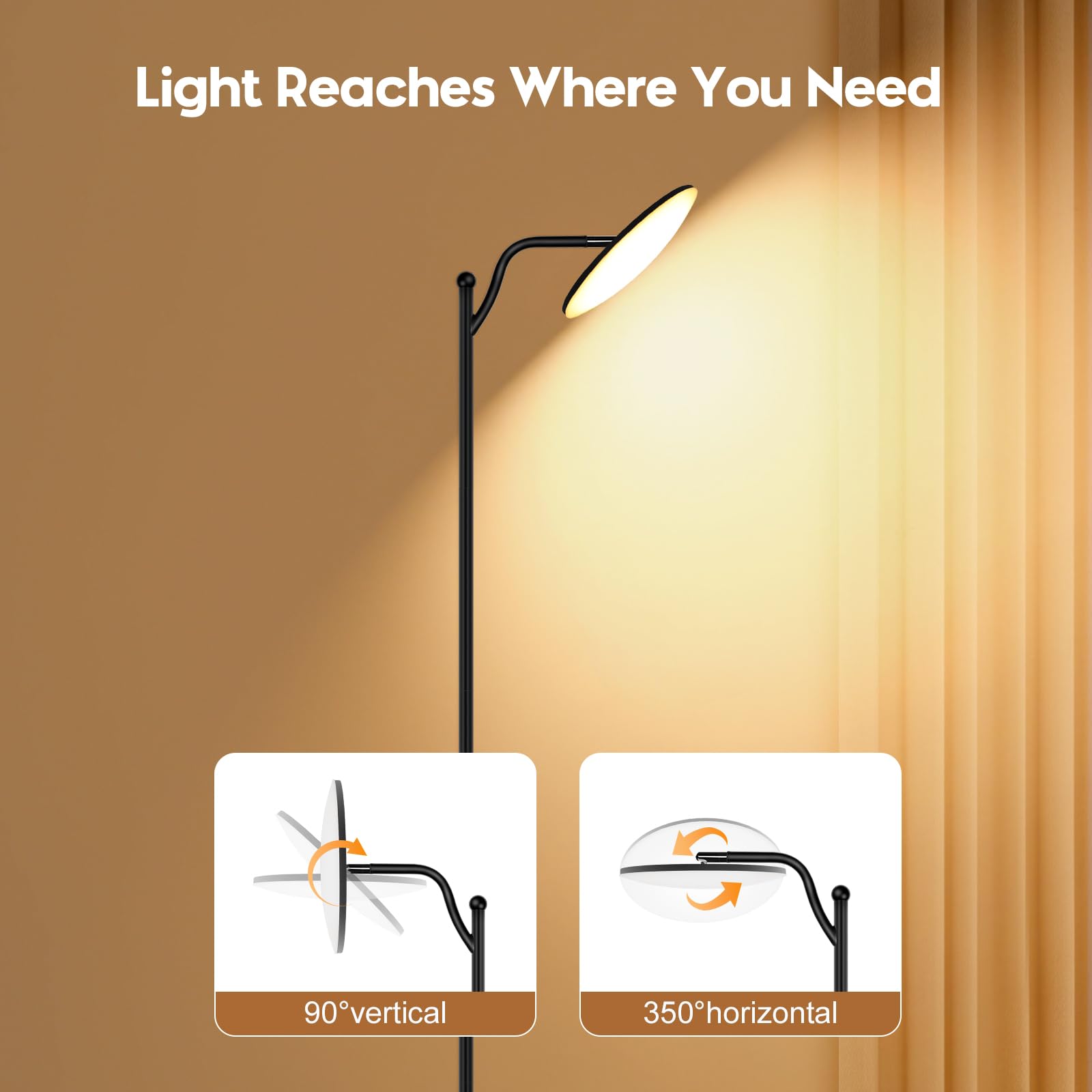 Lampada da Terra LED Dimmerabile 32W con Telecomando, 2700K-6500K Luce Regolabile, Piantana Moderna con Lampada da Lettura, Ideale per Soggiorno Camera Ufficio, Nero