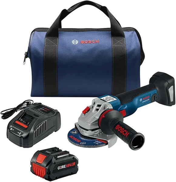 BOSCH GWS18V-10B14 18V Brushless 4-1/2 – 5 In. Angle Grinder Kit with (1) CORE18V® 8 Ah High Power Battery