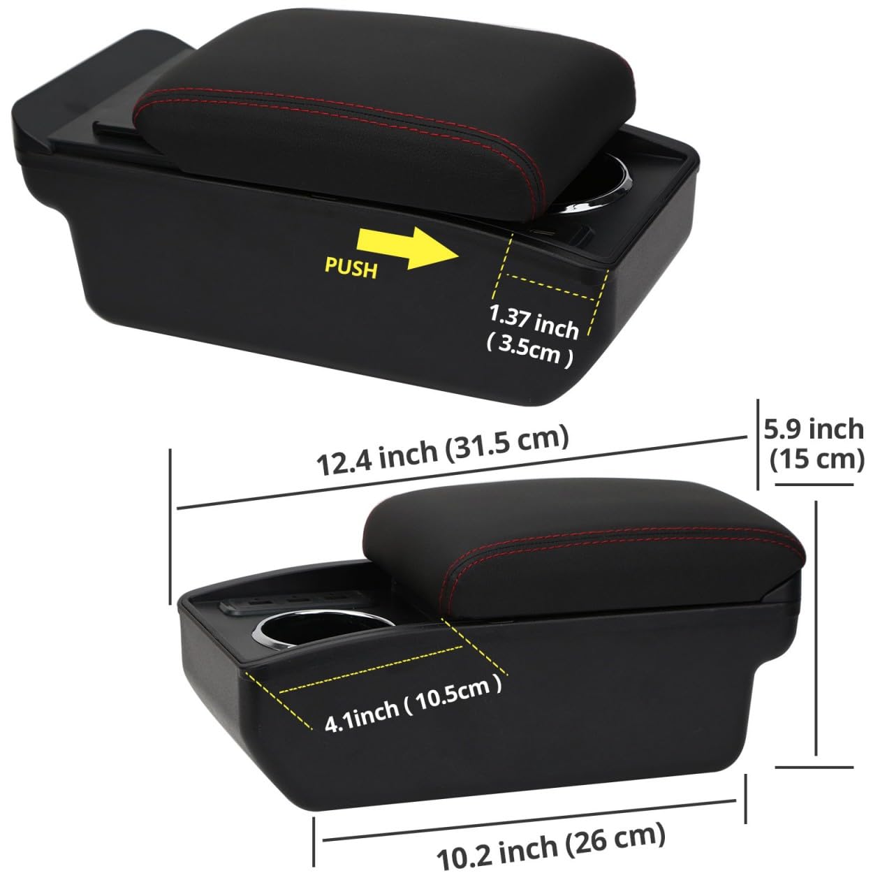 YJYWZH Compatible With Peugeot 207 Armlehnen Auto Mittelkonsole Aufbewahrungsbox Armlehne Innenausstattung Armauflage Leder Armstutze Mit USB Anschluss