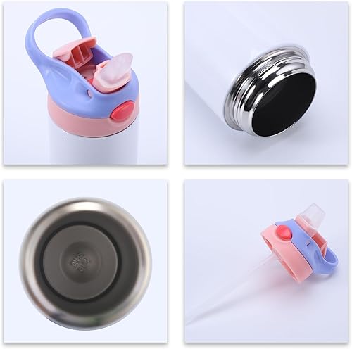 Miniatura 7 de Botella de agua personalizada para niños, niñas, niños, botellas de agua personalizadas de 12 onzas con nombre y tapa de pajilla, tazas de acero