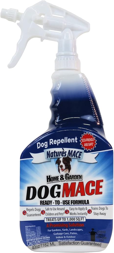 Amazon Com Nature S Mace Dog Repellent 40oz Spray Treats 1 000 Sq Ft Keep Dogs Out Of Your Lawn And Garden Train Your Dogs To Stay Out Of Bushes Safe To Use Around Children Plants