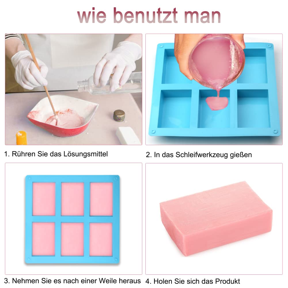Stampo Silicone Per Sapone Fai Da Te - 2 Pezzi, 6 Cavità Rettangolari 7.8x5.4cm, Resistente Al Calore - Foto 2