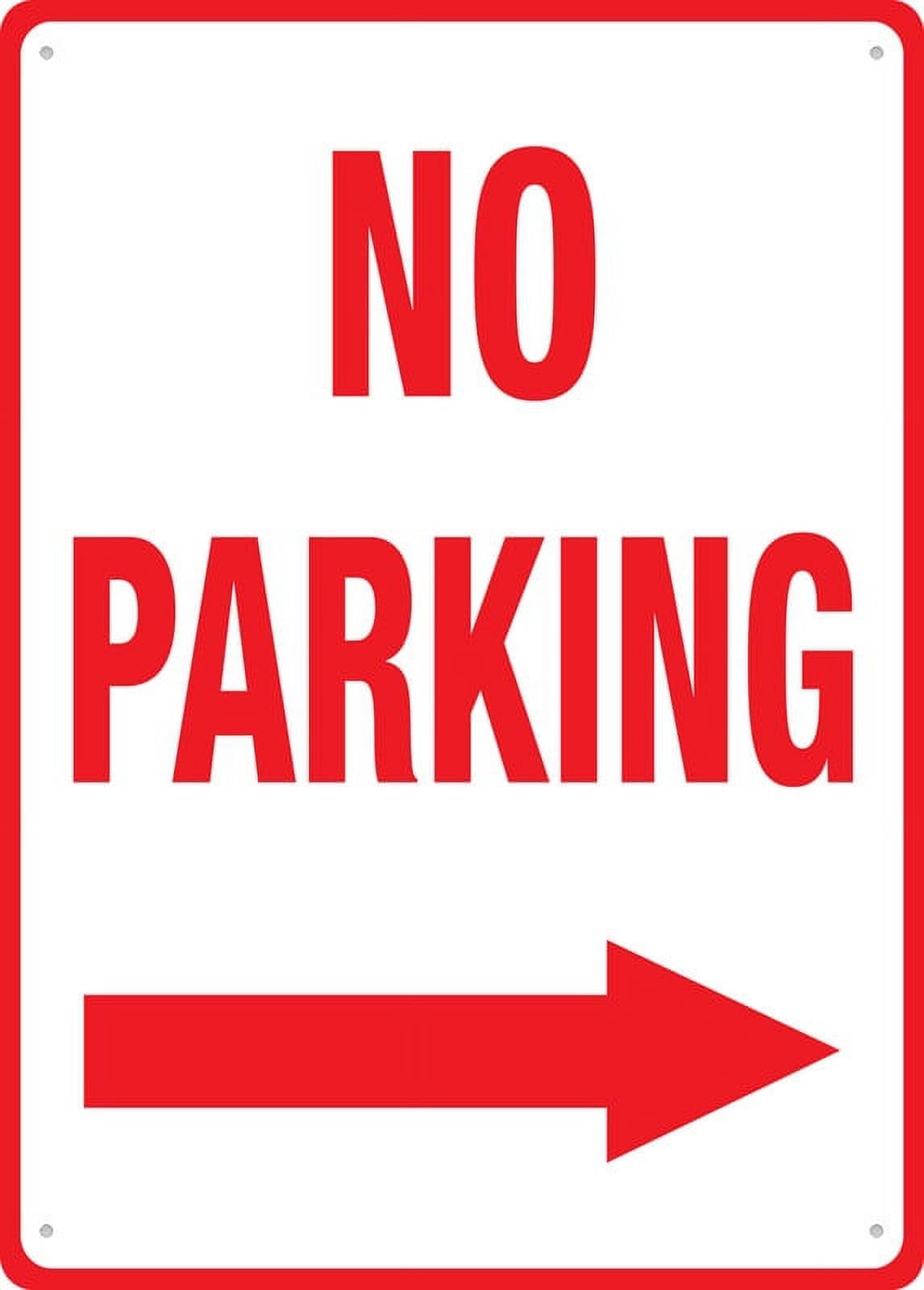 No Parking (Right Arrow) Sign - Aluminum 12"x8", Weatherproof & Resistant, Outdoor Use