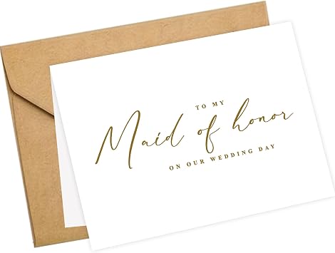 LADY&HOME To My Maid Of Honor On My Wedding Day Card,Bridesmaid Thank You Card Wedding Day Bridesmaid Proposal Gold Foil,Maid Of Honor