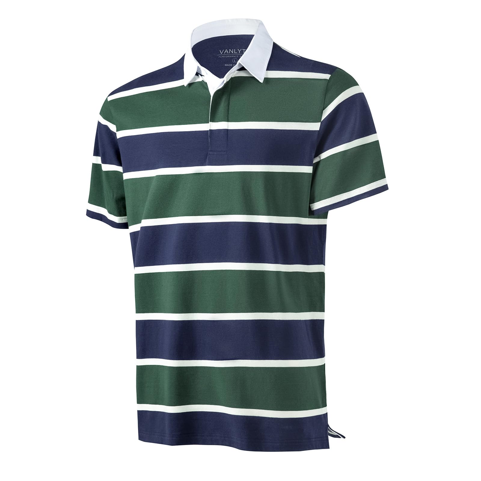 VANLYTK Mens Polo Shirts Striped Cotton Moisture Wicking Classic Collared Casual Golf Shirts for Men