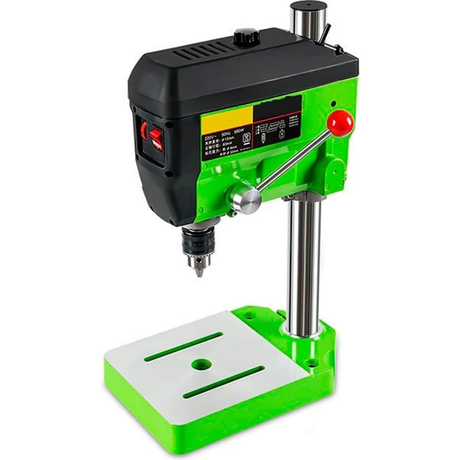Mini wiertarka stołowa 220 V, 680 W, 6-biegowa wiertarka stołowa do obróbki drewna i obróbki metali, kompaktowa konstrukcja biurka