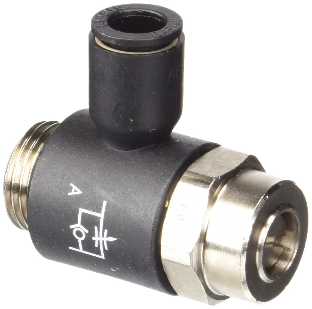 Legris 7010 08 17 Nylon Air Flow Control Valve, 90 Degree Elbow, Meter-Out, Slotted Screw, 8 mm Tube OD x 3/8 BSPP Male