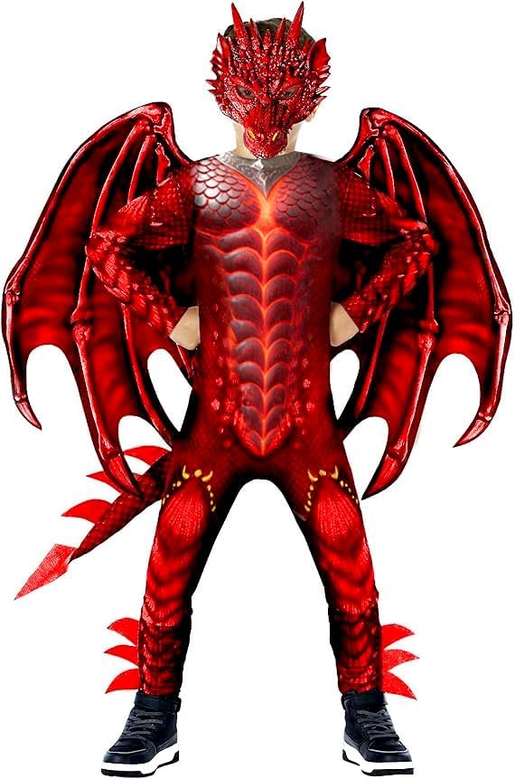 digi Dragon Costume for kids,Halloween costume Scary Goblin Dragon Full Body Jumpsuit with Wings Tail Spikes for boy 4-12 - Image 8