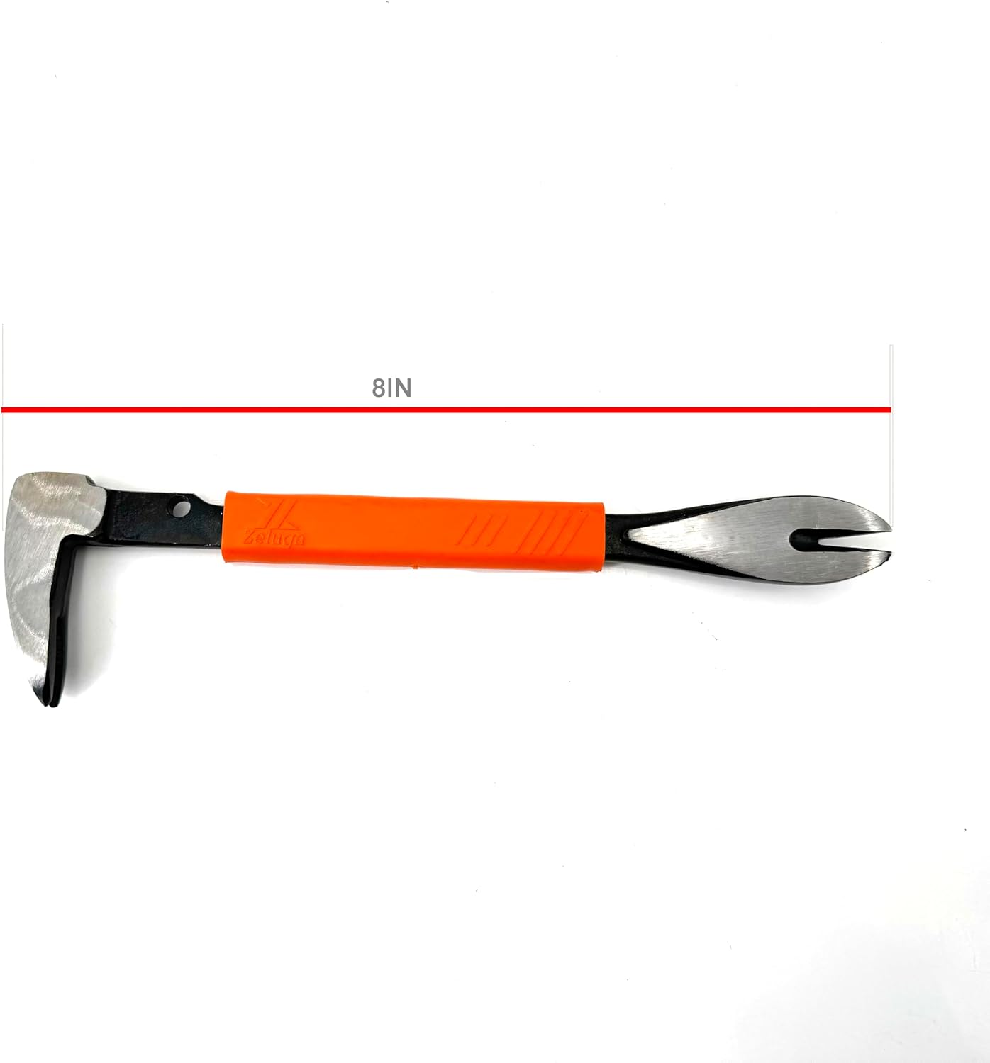 Zeluga 25-346 8'' Precision Nail Puller Cats Paw Pry Bar, Forged High Carbon Steel & Ergonomic Soft Grip, Crow Bar Tool for Prying, Scraping, Lifting, Pulling