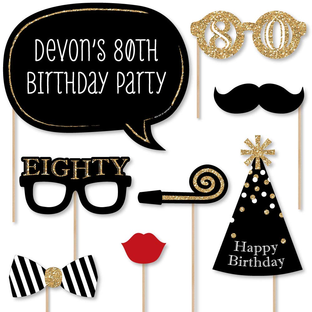 Amazon.com: Custom Adult 80th Birthday - Gold - Birthday Party Photo Booth  Props Kit - Personalized Eighty Birthday Party Decorations - 20 Selfie  Props : Home & Kitchen