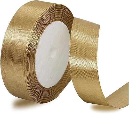 Miniatura 39 de Cinta dorada para envolver regalos, cinta de satén de 1 pulgada x 25 yardas para manualidades, fabricación de lazos para el cabello, coronas, ramos
