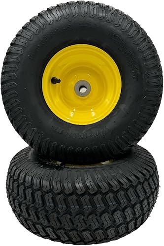 Juego de 2 neumáticos y llantas para cortacésped de 15 x 6.00-6 – Se adapta a ejes de 3/4 pulgadas, cubo de 3 pulgadas