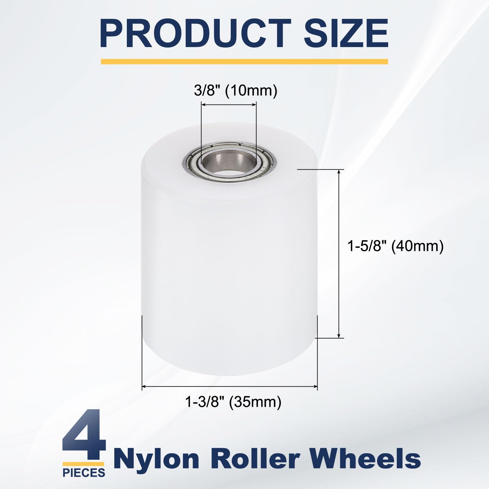 QUARKZMAN 4 Piezas Rueda Guía De Nylon Con Rodamientos 10 X 35 X 40mm (DI X DE X L) Polea Para Correa Plana CNC Polea De Nylon (Blanco)