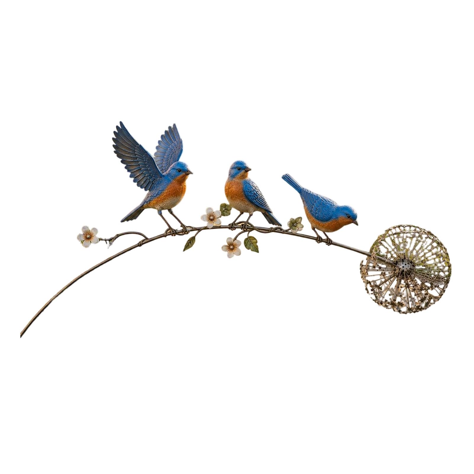 Quoravel Animal Garden Stake, Rustic Yard Art Decorations with Dandelion Accent, Metal Garden Sculpture for Lawn Patio Backyard D 1pc