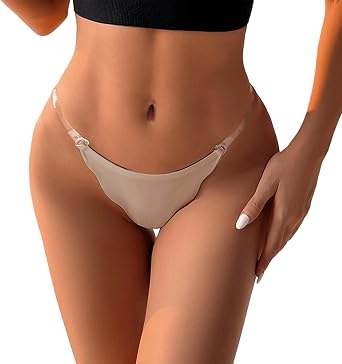 Sexy Underwear for Women Cotton Low-Rise String Seamless Bikini Panties No Show Solid Color Comfort Bikini Underwear