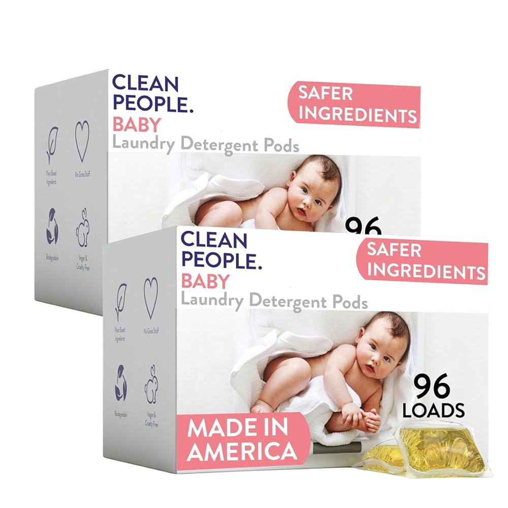 The Clean People Laundry Detergent Pods - Recyclable Packaging, Hypoallergenic, Stain Fighting - Ultra Concentrated, Laundry Soap -Baby (Unscented), 192 Pack