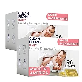 The Clean People Laundry Detergent Pods - Recyclable Packaging, Hypoallergenic, Stain Fighting - Ultra Concentrated, Laundry Soap -Baby (Unscented), 192 Pack