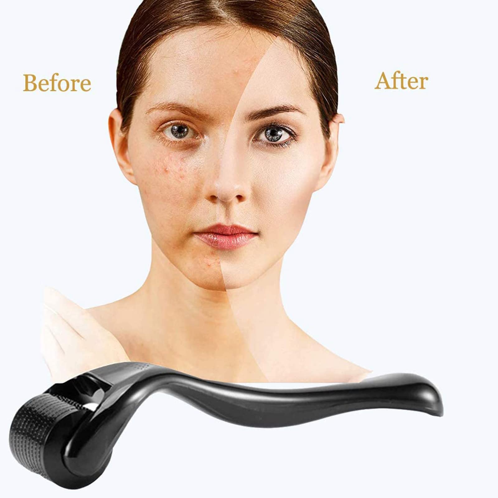 Derma Roller 540 tytanowy mikroigłowy wałek do mikroigłowej brody do twarzy, zmarszczek twarzy, wypadania włosów, rozstępów, odrastania włosów, mikroigły z futerałem, 1 mm