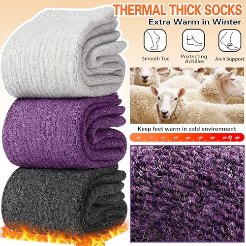 Sandsuced 5 Pack Merino Wool Boot Hiking Socks for Women Warm Winter Thick Thermal Cozy Work Soft Ladies Socks4