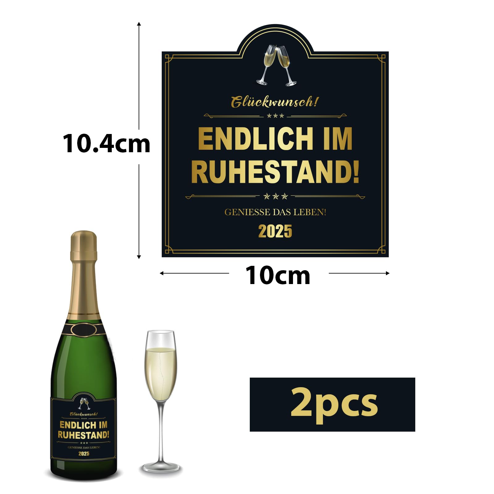 4x Ruhestand Etiketten Für Weinflaschen - Personalisierte Renten Geschenk Deko