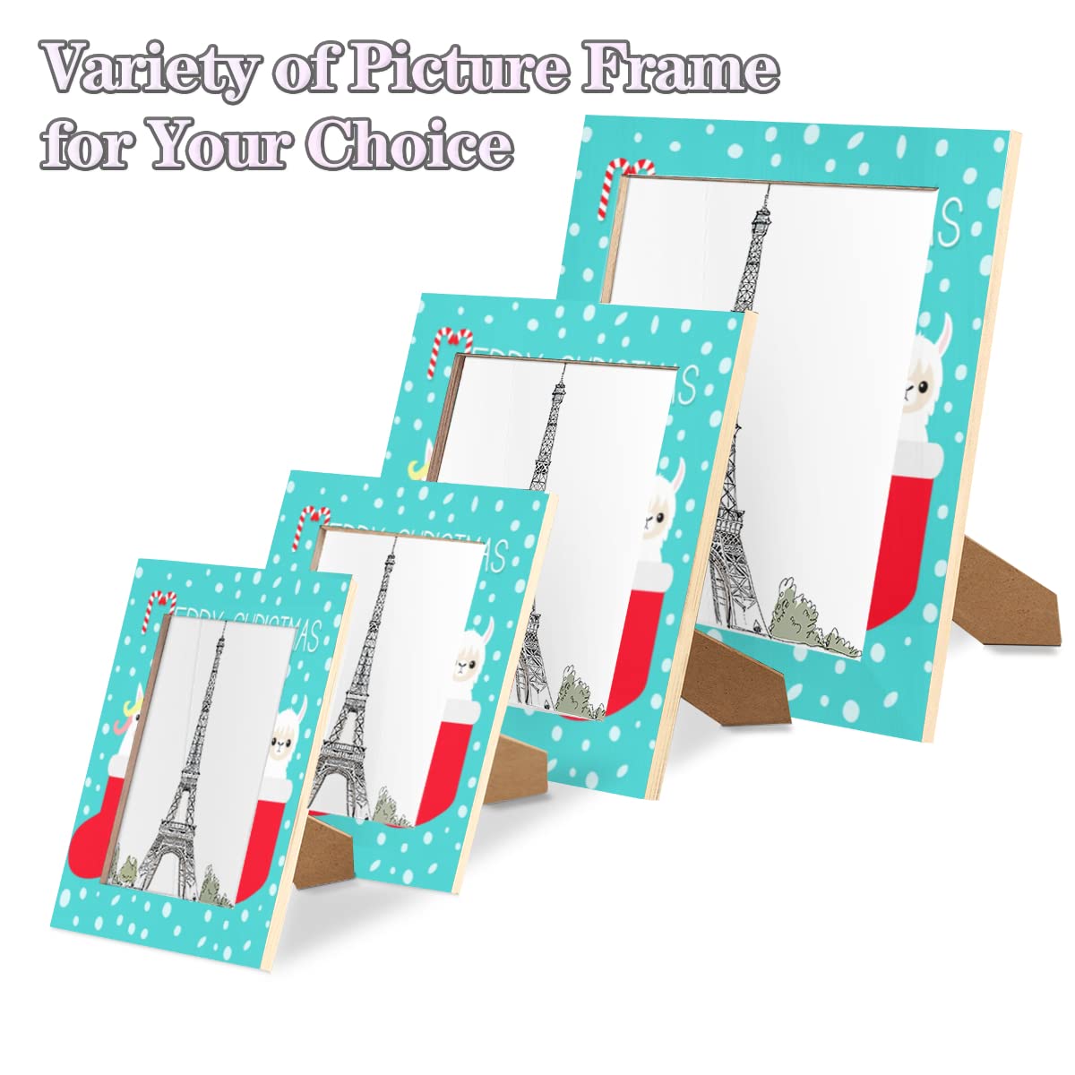 Confezione da 2 cornici natalizie a tema natalizio con vetro resistente per decorazione da parete e da tavolo, con display verticale o orizzontale