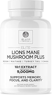 DR. EMIL NUTRITION 9000mg Organic Lions Mane Supplement Capsules with Chaga, Reishi & Maitake - Natural Mushroom Blend for Wellness Support