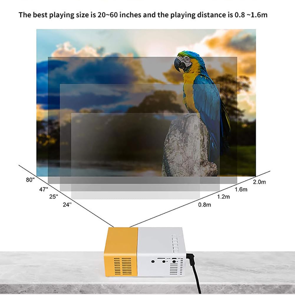 TsoLay Mini proiettore Portatile, proiettore Domestico Full HD 1080P con Telecomando, Schermo Grande da 24 a 60 Pollici, risoluzione 1920x1080, interfaccia Multipla, per Home Theater/Film all'aperto
