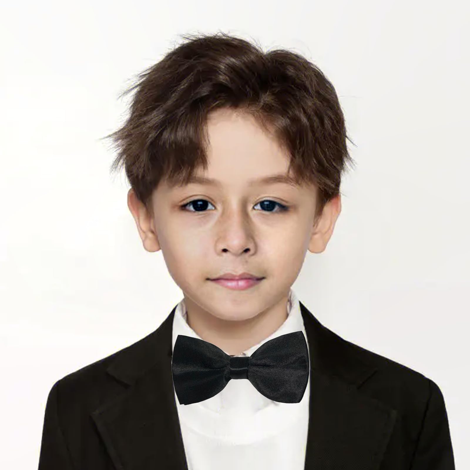 RR DESIGN Essential Satin Bow tie for Boys (Black) 5-10 years 2