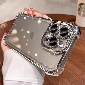 Case for iPhone 14 Pro Max Cases with Four Corner Anti Fall Design Camera Lens,Phone Cover in 6.7 inch,Crystal Silivery