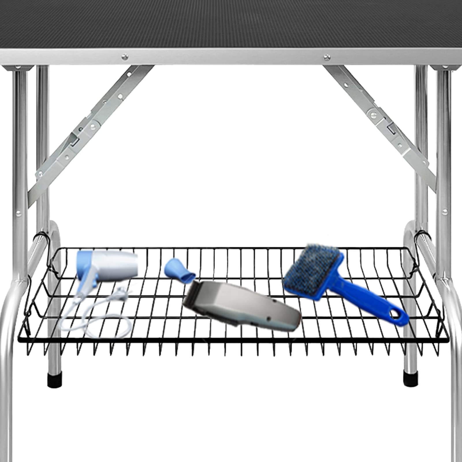 YUENFONG Hundefrisiertisch Klappbar – Trimmtisch 80,5x46x76 Cm, Mit 2 Schlingen, Rutschfester Gummioberfläche, Bis 60 Kg
