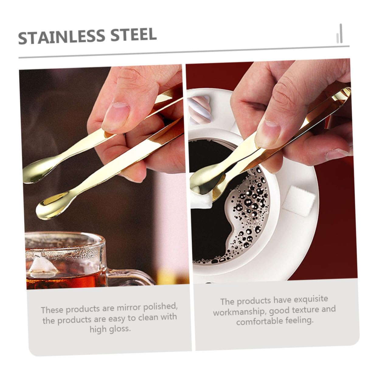 KICHOUSE 2pcs Sugar Cube Tongs Mini Clamps Appetizers Tongs Bread Clip Air Vent Deflector Ceiling Mini Clips Mini Serving Tongs for Appetizers Cubic Sugar Tongs Stainless Steel Golden