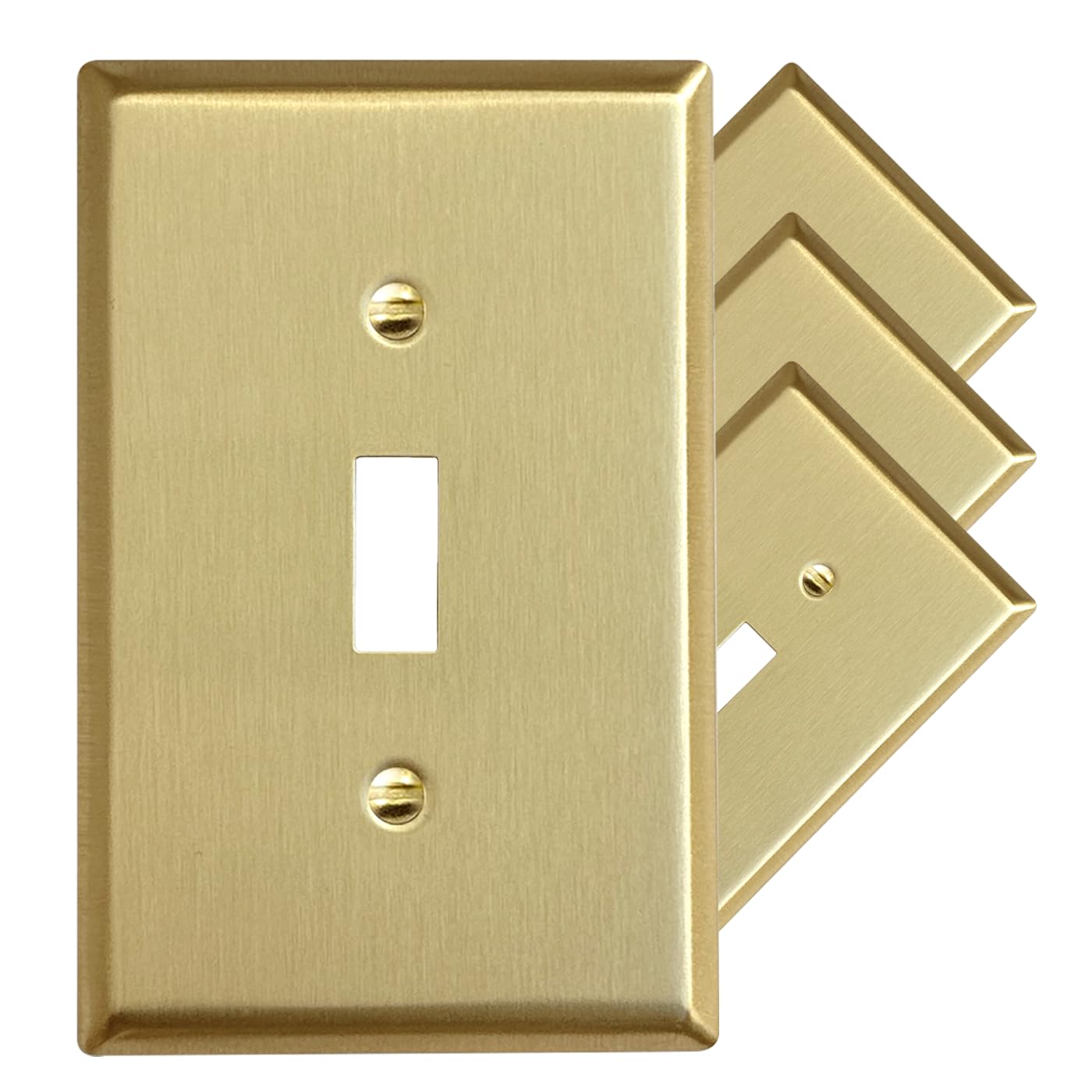 Rio Salto Cubierta de salida de metal dorado o cubierta del interruptor de luz, placa de pared, placa de pared de metal resistente a la corrosión, latón cepillado real, tamaño mediano (interruptor de