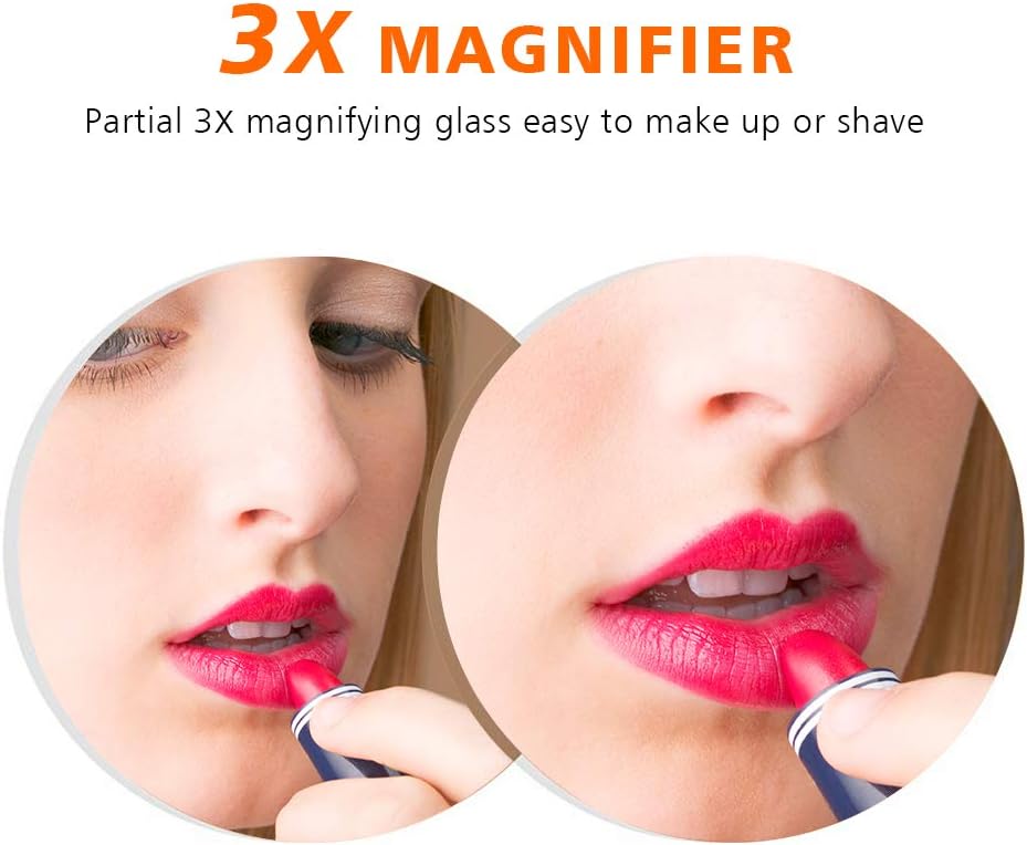 ELEGANT LED Bathroom Mirror with Shaver Socket, 700 x 500mm Illuminated Smart Vanity Mirror with Demister and 3-Color Temperature Dimmable 3X Magnifying Touch Sensor