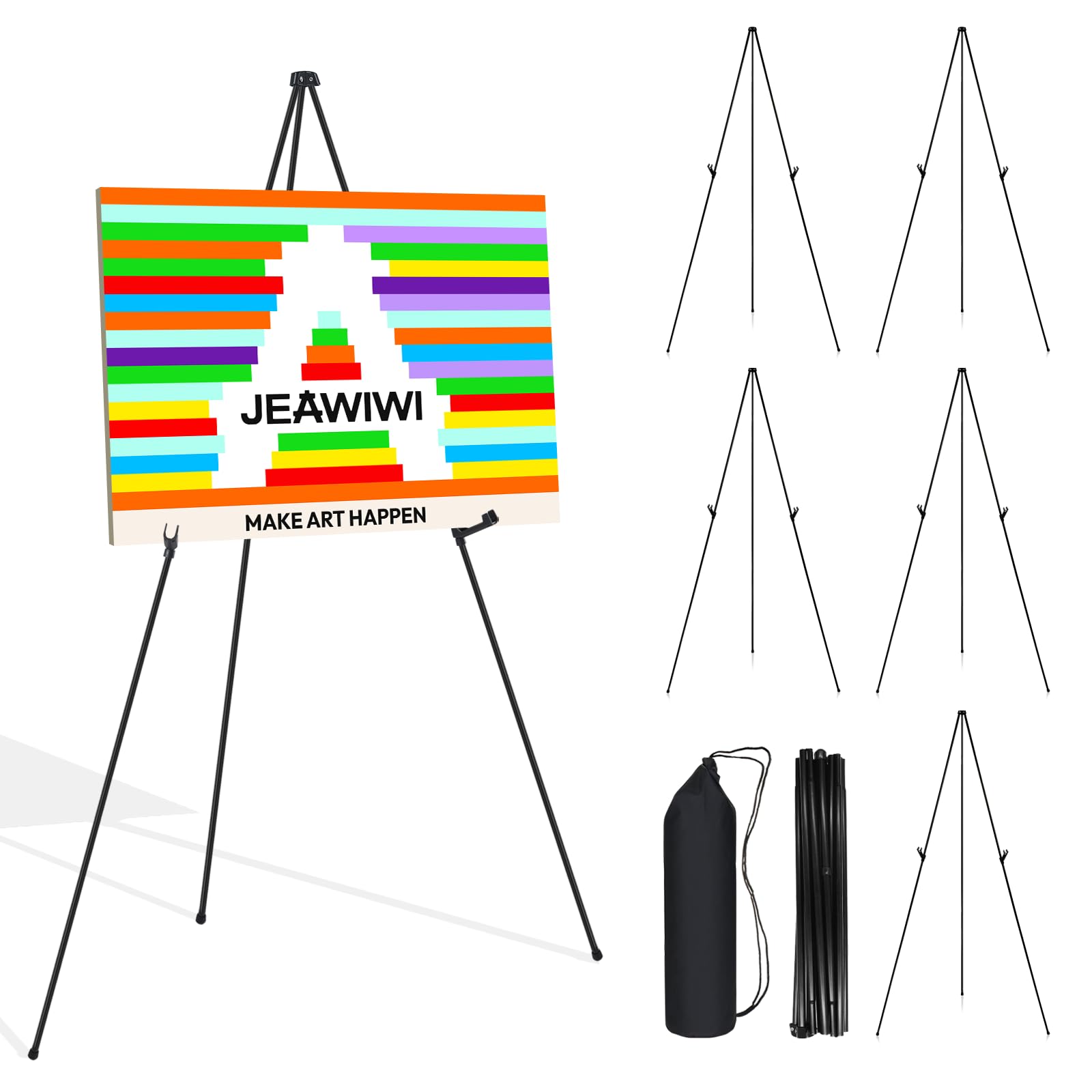 Photo 1 of JEAWIWI 6 Pcs Lightweight Easel Stand, 66 Inch, Black