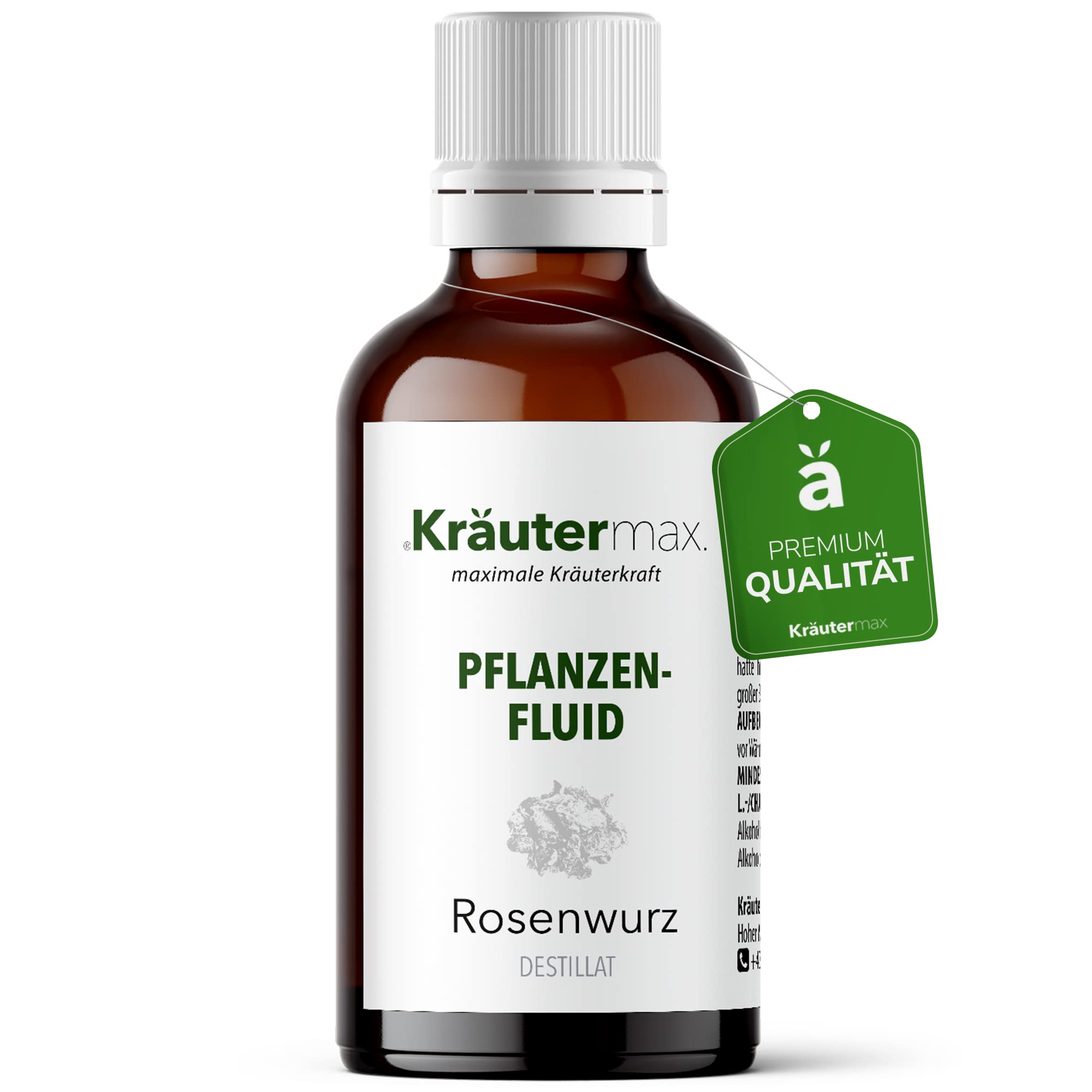 Kräutermax Rosenwurz Tropfen 1 x 50 ml, Pflanzen Fluid Destillat nach Paracelsus, ideale Ergänzung zu Tee, Extrakt flüssig, Tinktur, Kapseln, Tabletten - Vegan Rhodiola Rosea