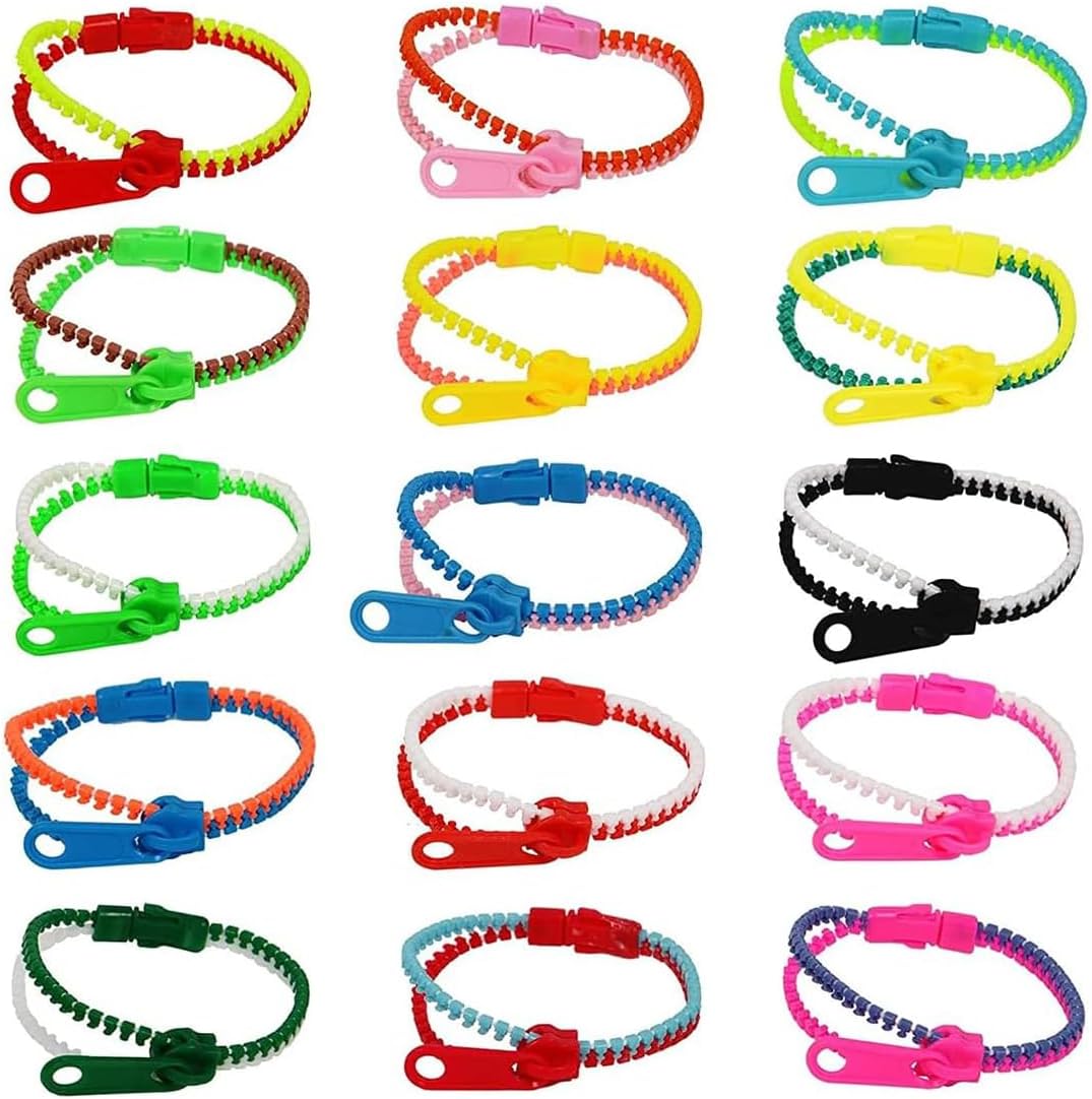 36 Braccialetti Con Cerniera Per Bambini - Colorati Per Feste E Regali