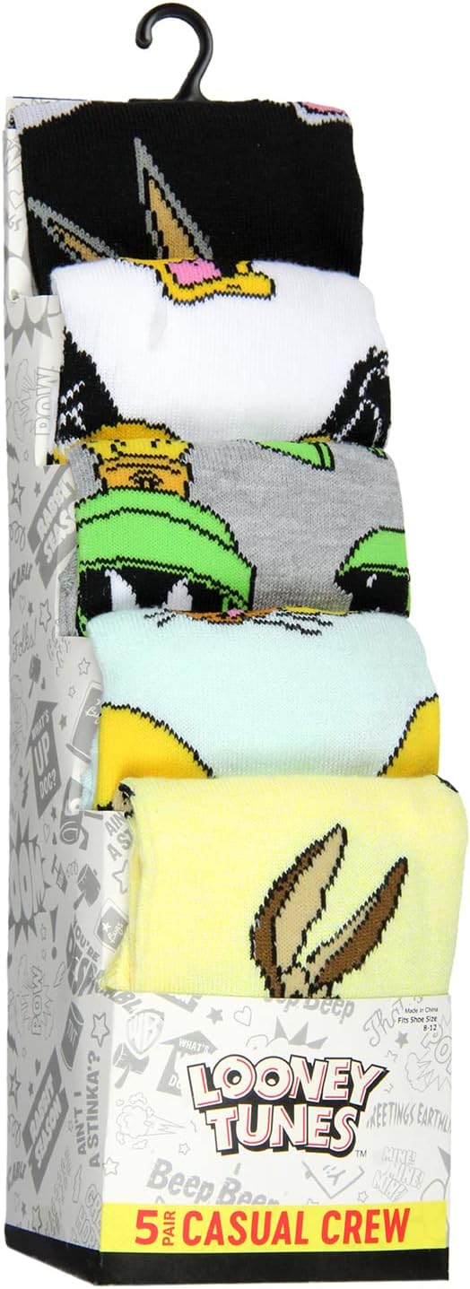 Bioworld WB Looney Tunes Socks Allover Character Faces 5 Pair Adult Crew Socks - Image 7