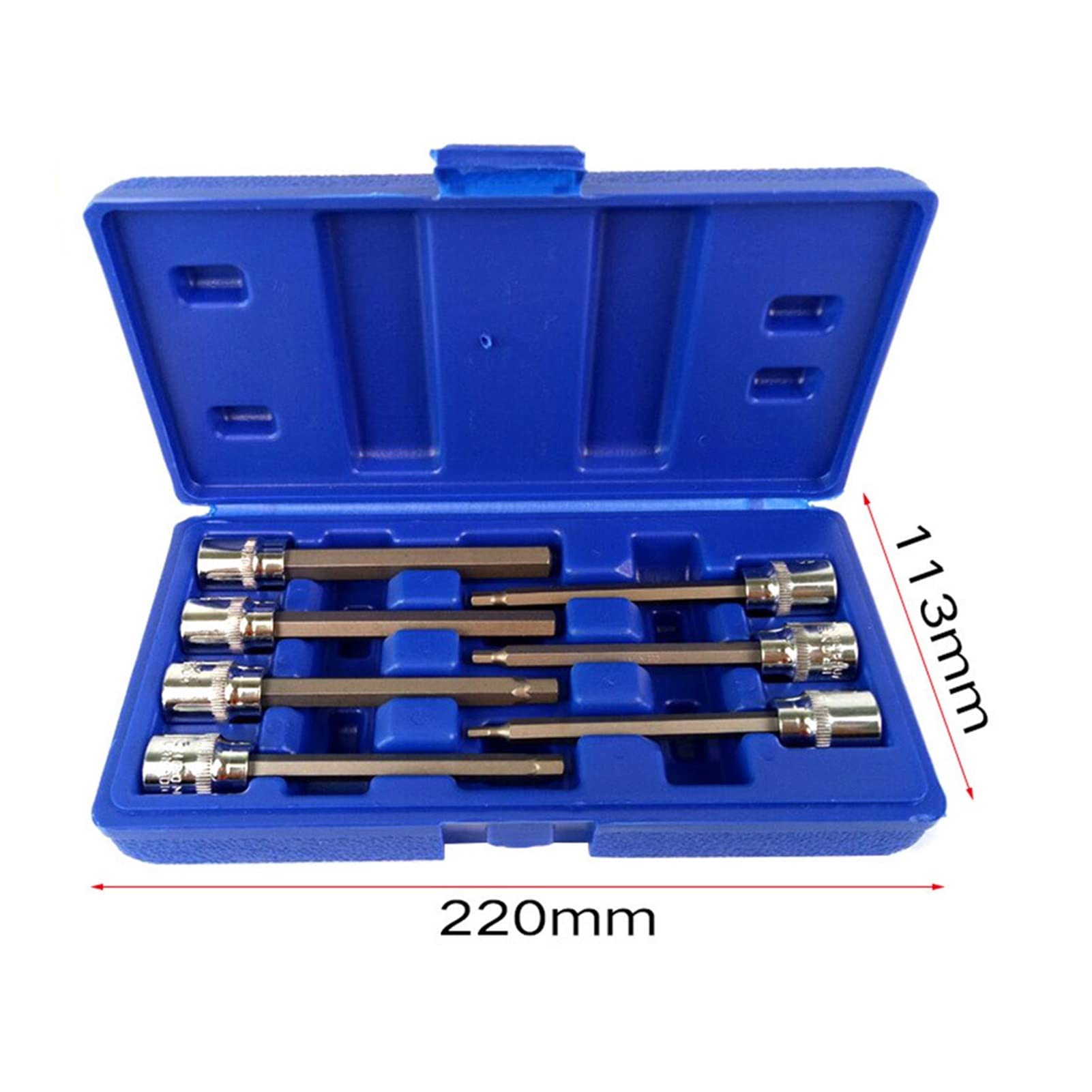 7pc / Pack 3mm-10mm Presa Extra Lungo Set Presa in Acciaio Vanadio Adatper Adatper for Coppia Socket Wrench Hex Allen Cacciavite a brugola Bit Set