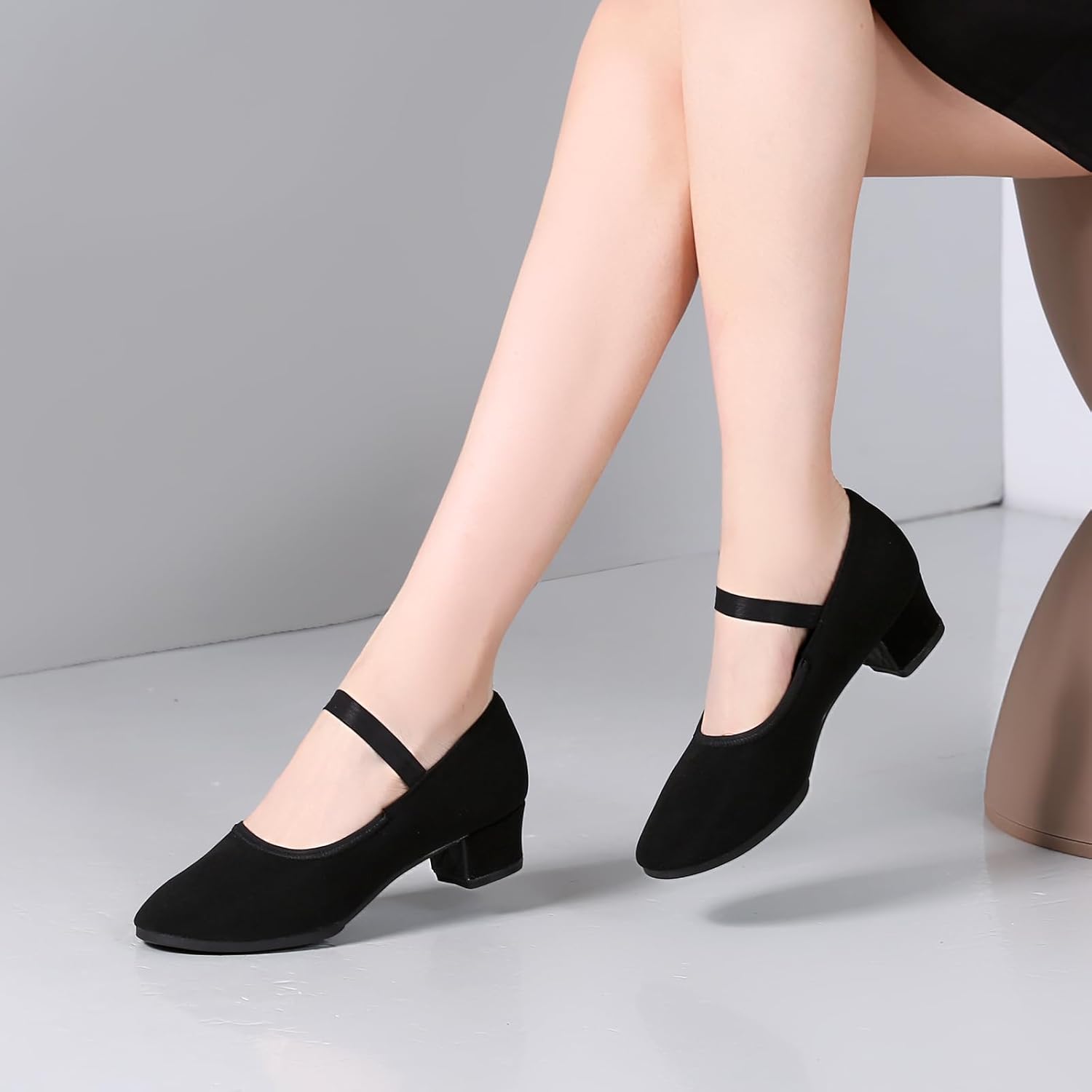 Women's Ballroom Dance Shoes Elastic Band Suede Sole Professional Modern Salsa Latin Teaching Practice