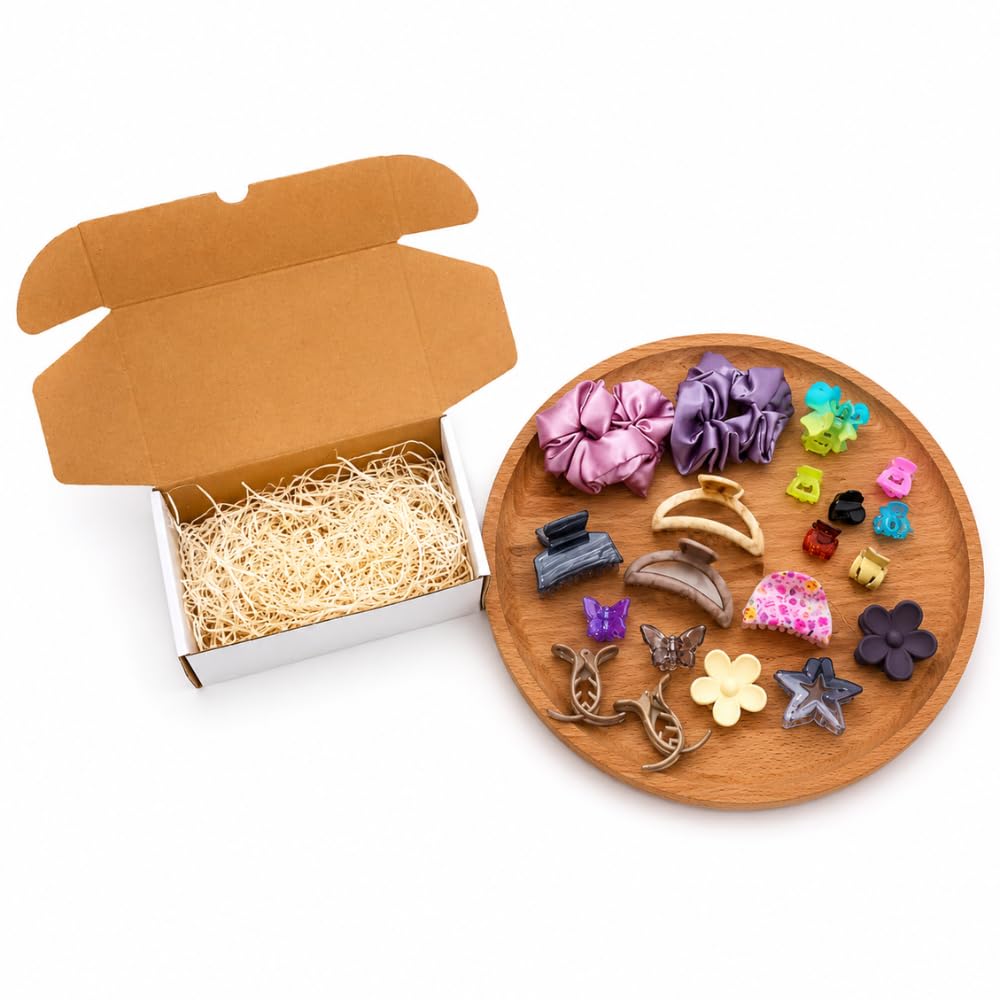 Office Hair Essentials Combo for Women | Hair Accessories 20 pieces Combo with Claw Clips, Mini Claw Clips, Banana Hair Clips & Scrunchies(Assorted colours) | Daily Wear Korean Hair Accessories for Office & College-image-11