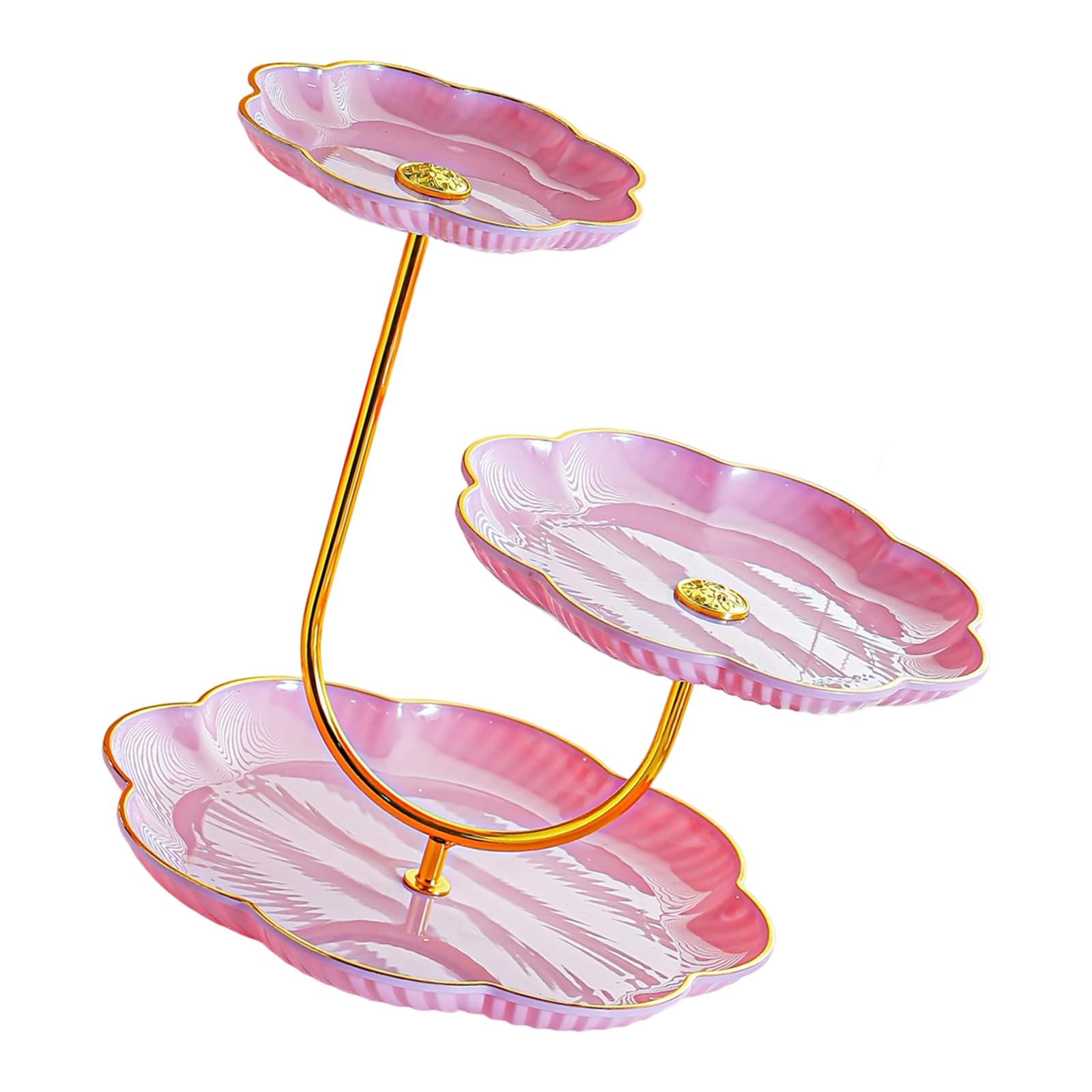 PANGBOER Pastry Display Stand with Gold-Tone, 3 Tiers Serving Trays Fruit Platter Cupcake Dessert Plate for Tea Table Use Dessert Stand Fruit Tray Pastry Display Tea Table Serving Tray Party Home